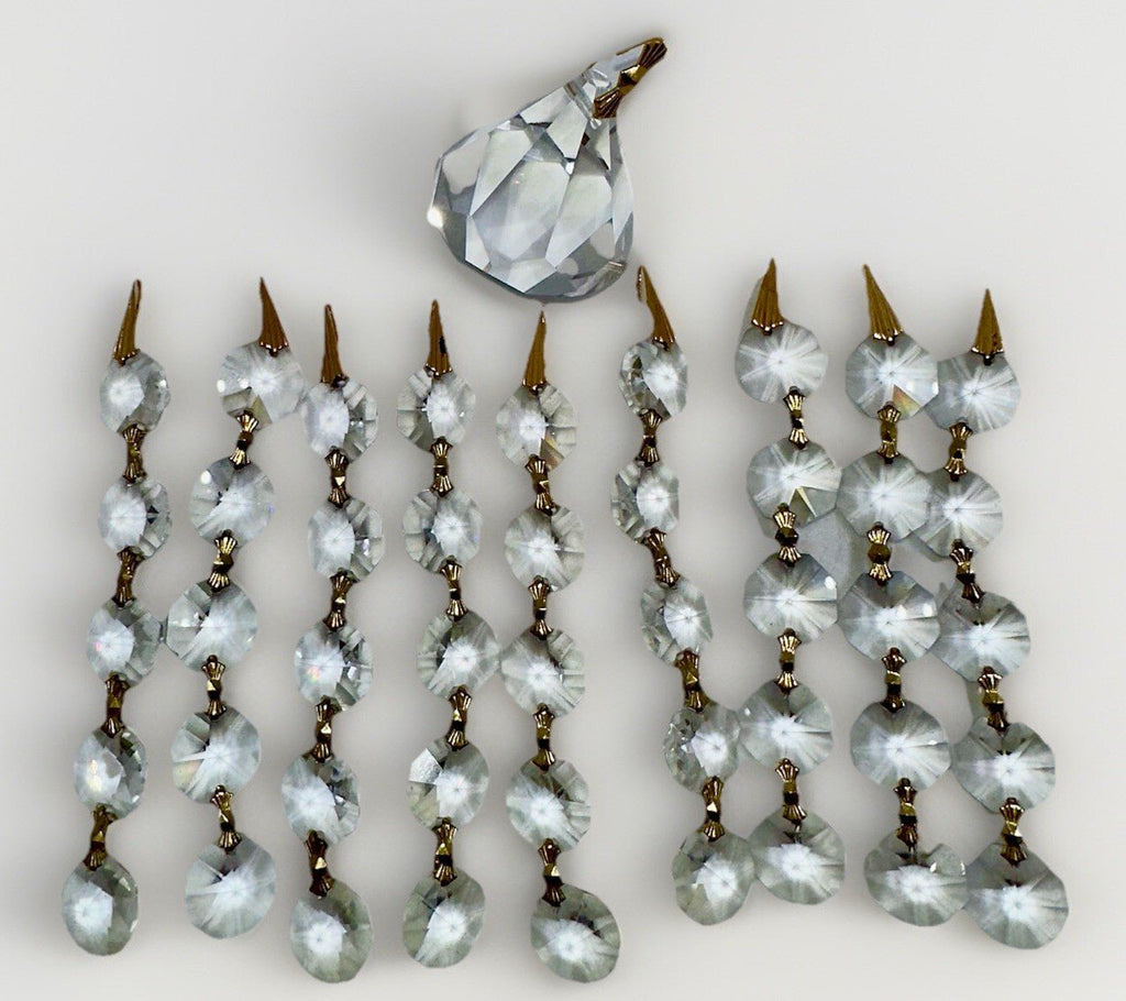 9 Lengths Schonbek 4" Chain Crystal w/ 5 Octagons + Gorgeous Center Faceted Drop - AntiquesEtcetera9 Lengths Schonbek 4" Chain Crystal w/ 5 Octagons + Gorgeous Center Faceted DropSchonbekAntiquesEtcetera