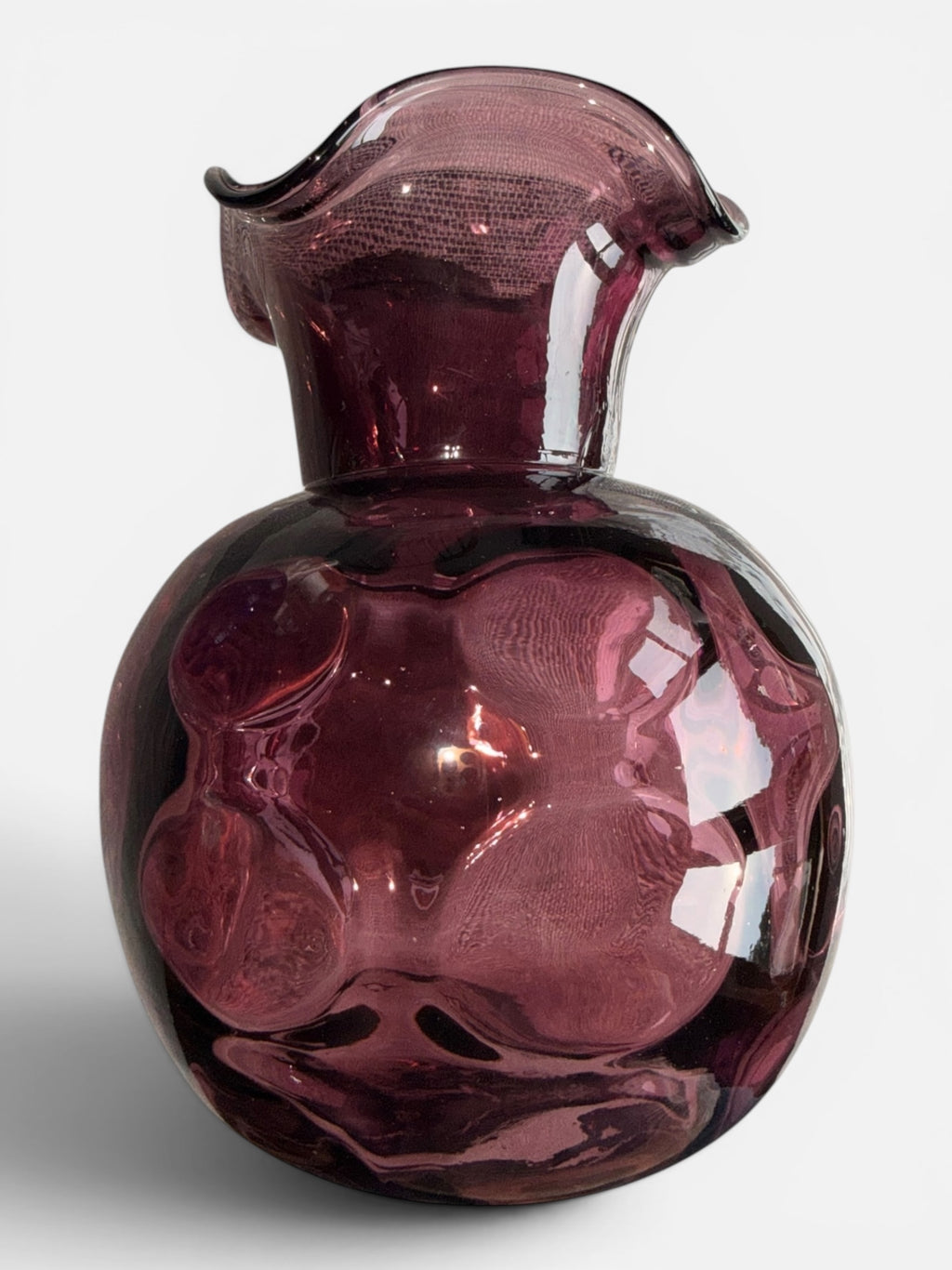 Clevenger Brothers Reverse Coin Dot Amethyst Glass Vase South Jersey Mold Blown