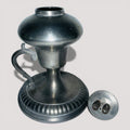 Antique Pewter Whale Oil Finger Lamp with Double Tube Burner