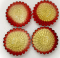 Accordion Rimmed Amberina Glass Fruit Bowls 6 5/8" x 1 1/2" Antique Set Of 4 - AntiquesEtceteraAccordion Rimmed Amberina Glass Fruit Bowls 6 5/8" x 1 1/2" Antique Set Of 4AntiquesEtceteraAntiquesEtcetera
