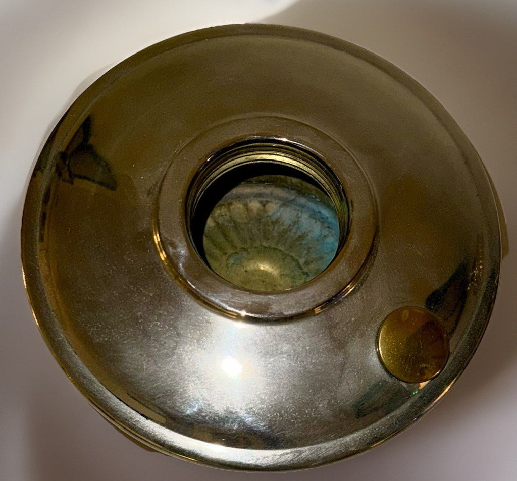 Aladdin Bracket / Hanging Lamp Font Nickel Plated Brass w/ Side Fill Cap - AntiquesEtceteraAladdin Bracket / Hanging Lamp Font Nickel Plated Brass w/ Side Fill CapAladdinAntiquesEtcetera