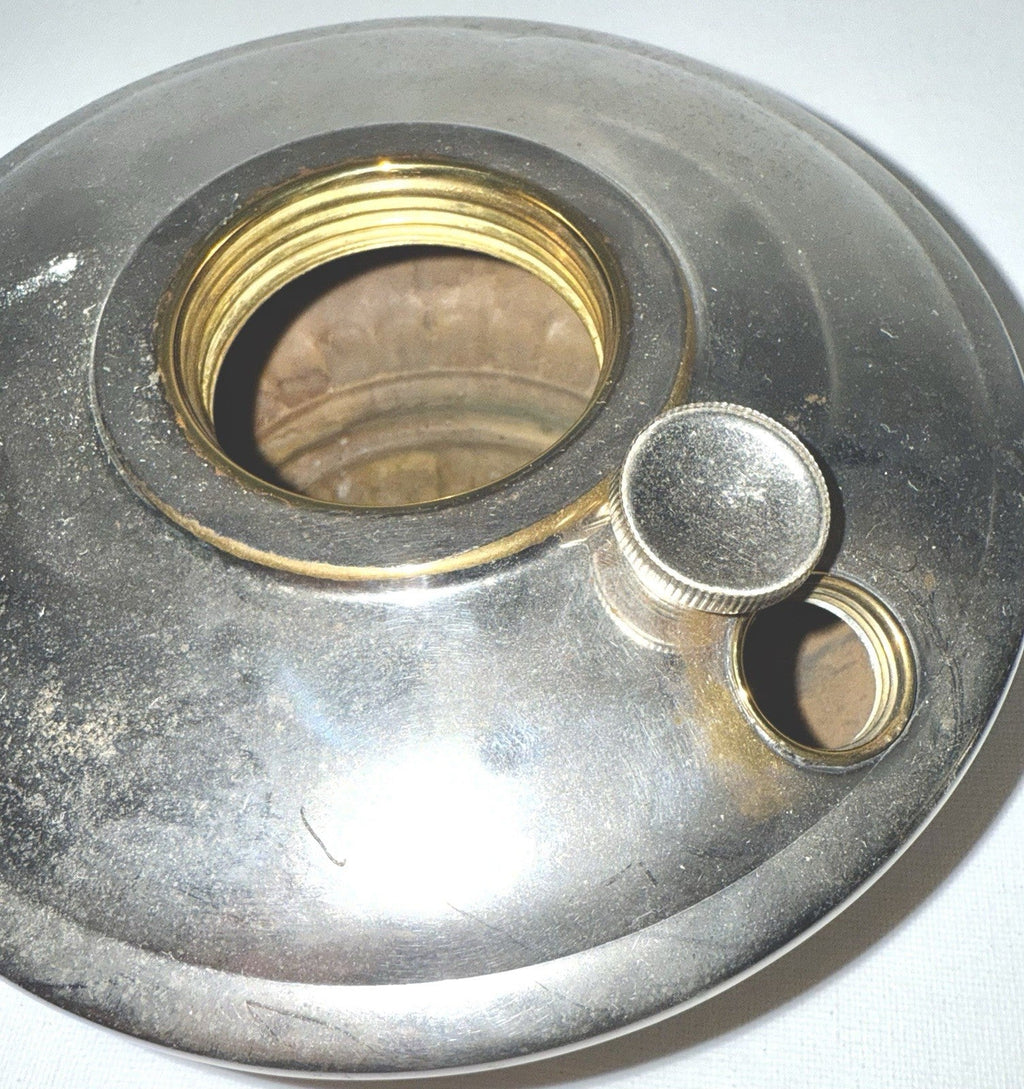 Aladdin Bracket / Hanging Lamp Font Nickel Plated w/ Side Fill Cap - AntiquesEtceteraAladdin Bracket / Hanging Lamp Font Nickel Plated w/ Side Fill CapAladdinAntiquesEtcetera