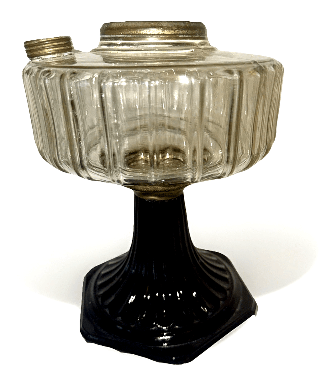 Aladdin Corinthian Kerosene Oil Lamp B104 Clear over Black Beta Crystal Mfg 1936 - AntiquesEtceteraAladdin Corinthian Kerosene Oil Lamp B104 Clear over Black Beta Crystal Mfg 1936Antique LightingAntiquesEtceteraAntiquesEtcetera