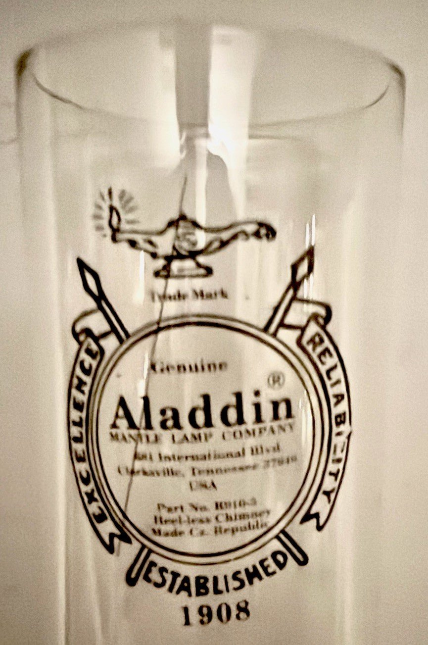 Aladdin Kerosene Lamp Heelless Chimney 1908 Logo Part R - 910 12 3/4" Orig. Box - AntiquesEtceteraAladdin Kerosene Lamp Heelless Chimney 1908 Logo Part R - 910 12 3/4" Orig. BoxAladdinAntiquesEtcetera