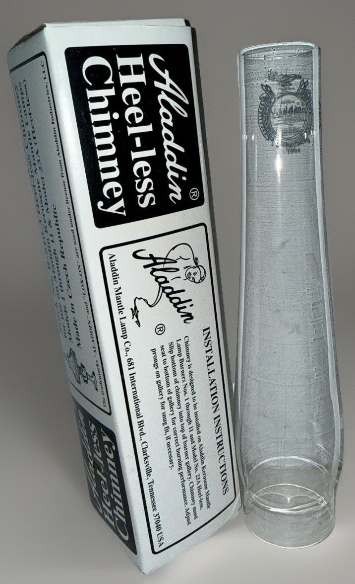 Aladdin Kerosene Lamp Heelless Chimney 1908 Logo Part R - 910 12 3/4" Orig. Box - AntiquesEtceteraAladdin Kerosene Lamp Heelless Chimney 1908 Logo Part R - 910 12 3/4" Orig. BoxAladdinAntiquesEtcetera