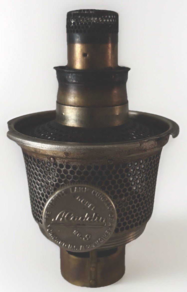 Aladdin Mod 11 Lamp Nickel Plated w/ 9 Burner, Flame Spreader, 10" Shade Holder - AntiquesEtceteraAladdin Mod 11 Lamp Nickel Plated w/ 9 Burner, Flame Spreader, 10" Shade HolderAladdinAntiquesEtcetera