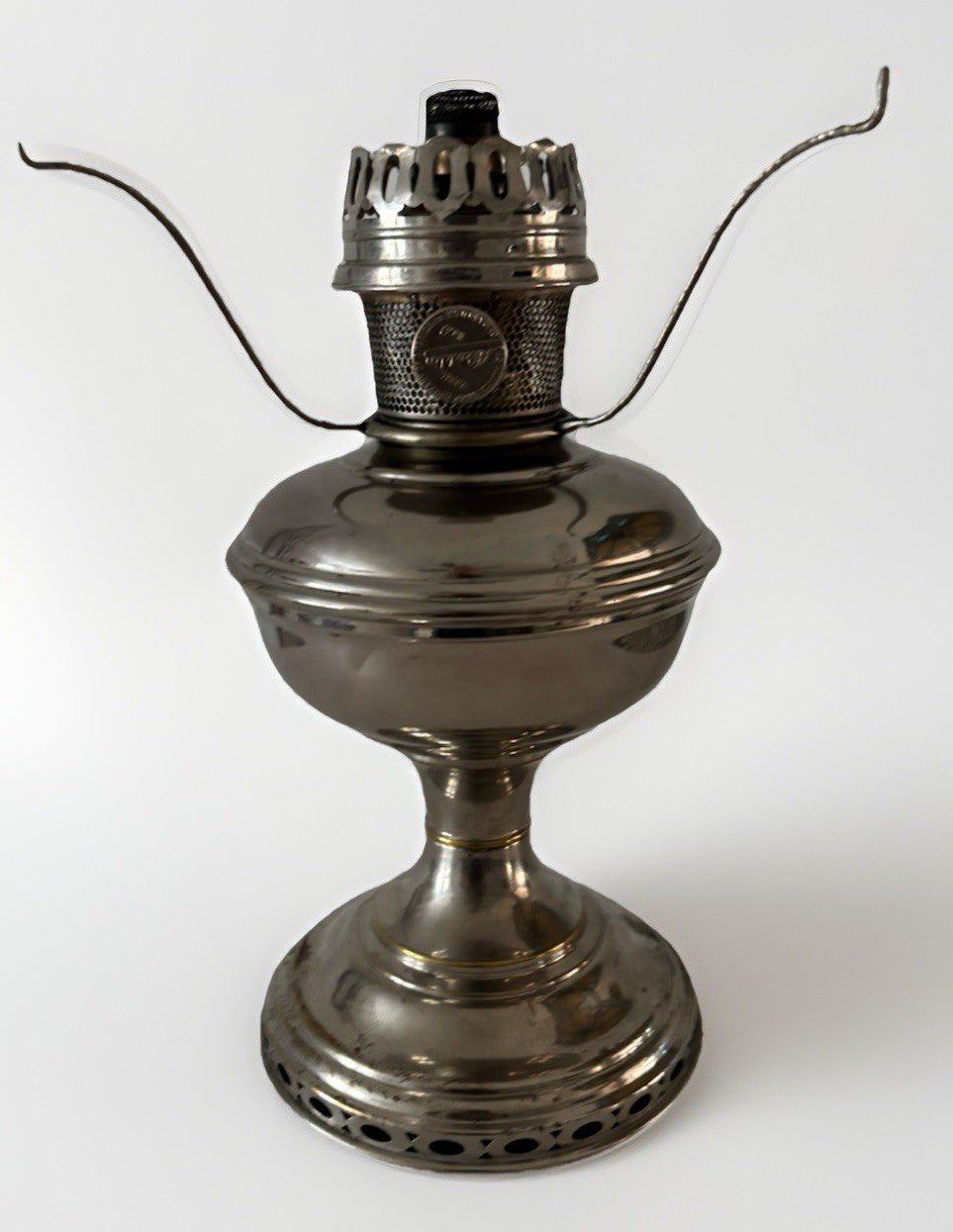 Aladdin Mod 11 Lamp Nickel Plated w/ 9 Burner, Flame Spreader, 10" Shade Holder - AntiquesEtceteraAladdin Mod 11 Lamp Nickel Plated w/ 9 Burner, Flame Spreader, 10" Shade HolderAladdinAntiquesEtcetera