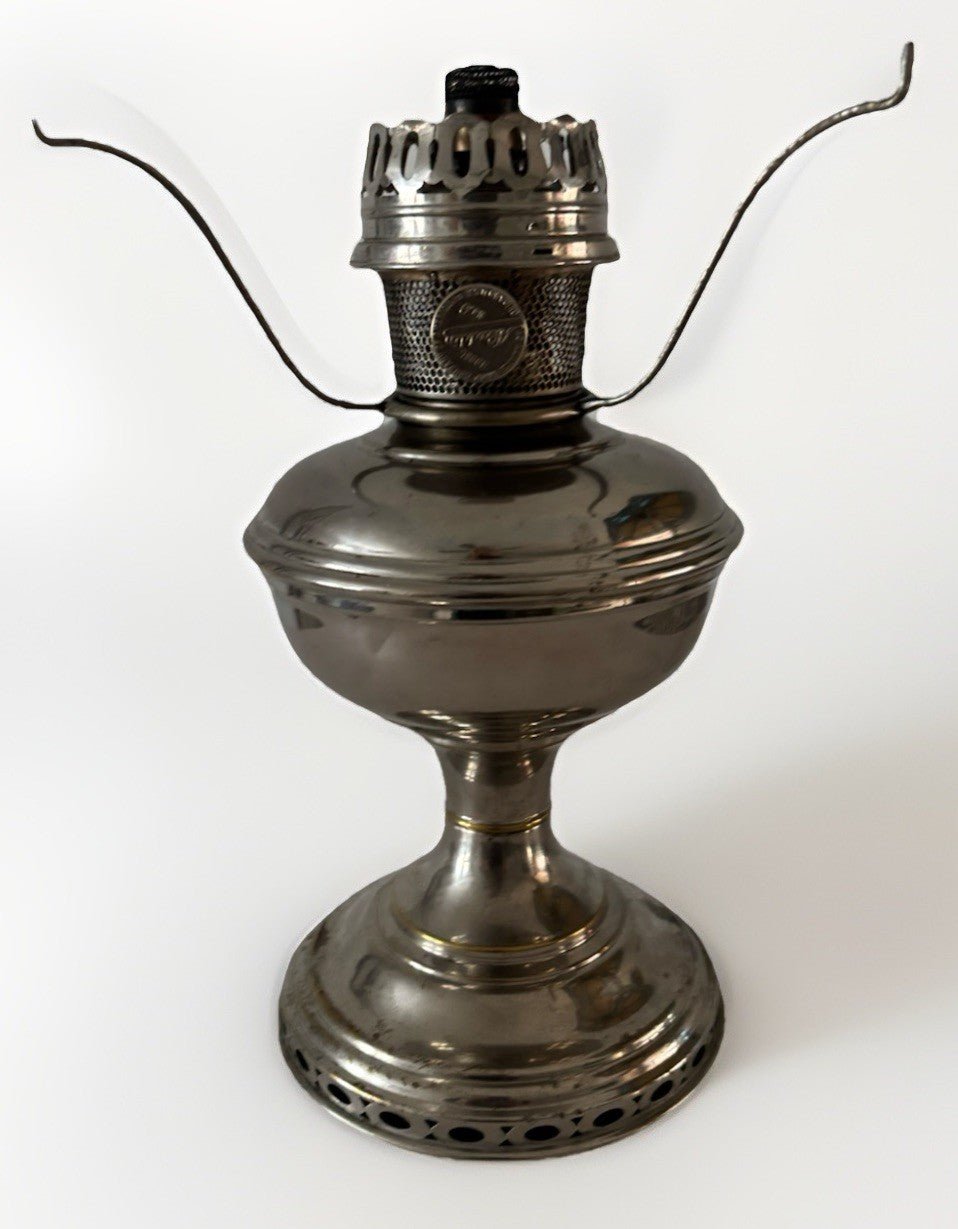 Aladdin Mod 11 Lamp Nickel Plated w/ 9 Burner, Flame Spreader, 10" Shade Holder - AntiquesEtceteraAladdin Mod 11 Lamp Nickel Plated w/ 9 Burner, Flame Spreader, 10" Shade HolderAladdinAntiquesEtcetera
