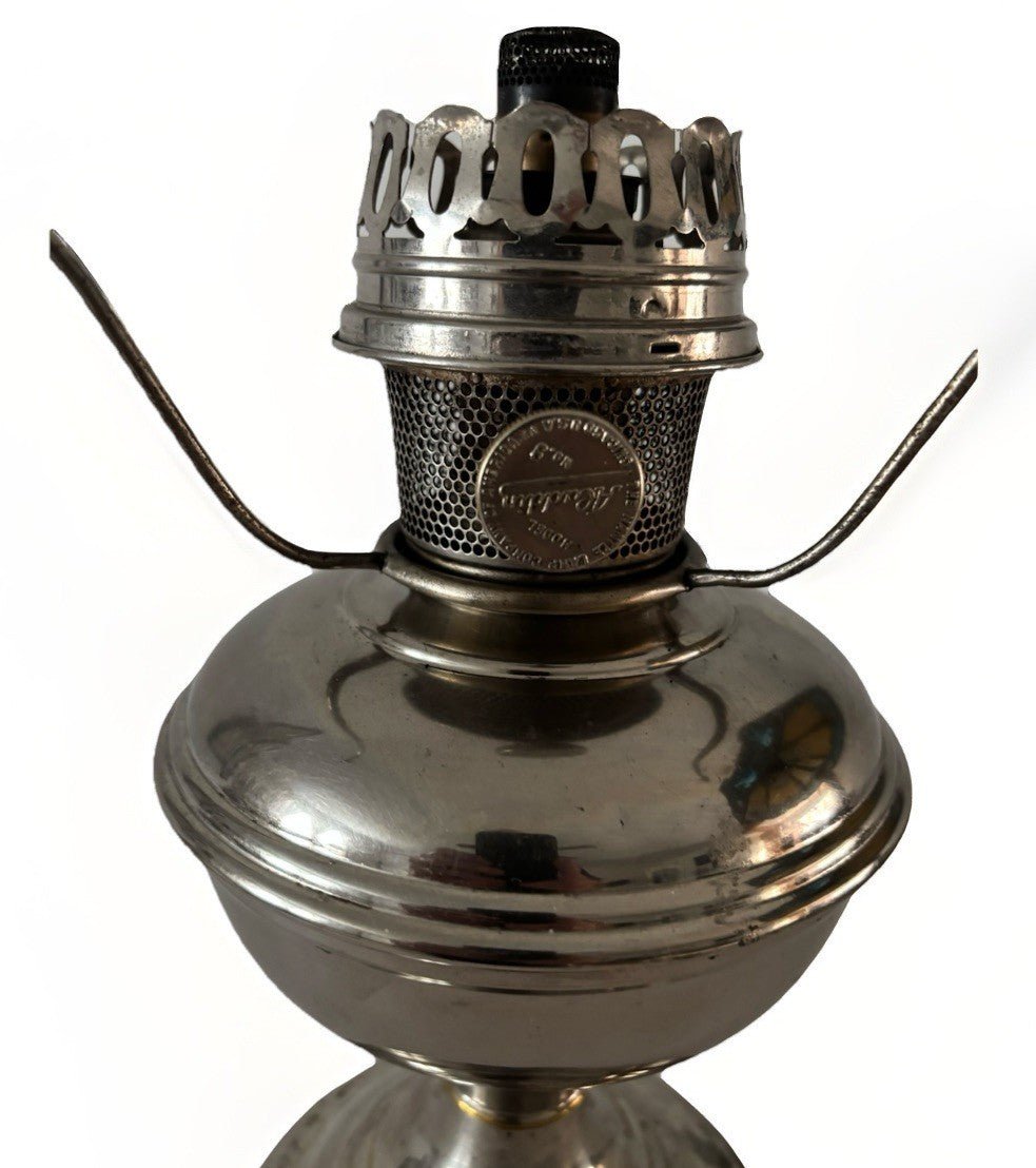 Aladdin Mod 11 Lamp Nickel Plated w/ 9 Burner, Flame Spreader, 10" Shade Holder - AntiquesEtceteraAladdin Mod 11 Lamp Nickel Plated w/ 9 Burner, Flame Spreader, 10" Shade HolderAladdinAntiquesEtcetera