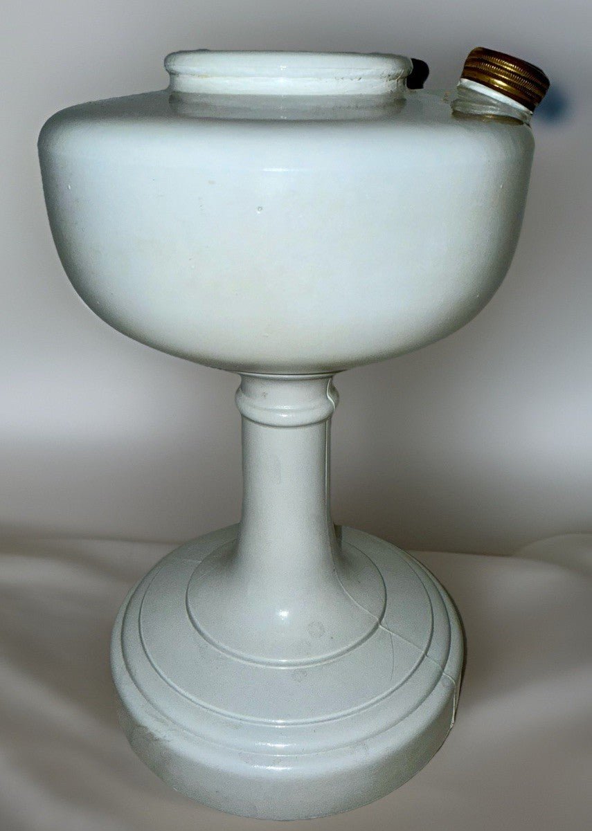 Aladdin Mod. B Simplicity Kerosene Stand Lamp 1948 - 53 White Painted Beta Crystal - AntiquesEtceteraAladdin Mod. B Simplicity Kerosene Stand Lamp 1948 - 53 White Painted Beta CrystalAntique LightingAntiquesEtceteraAntiquesEtcetera