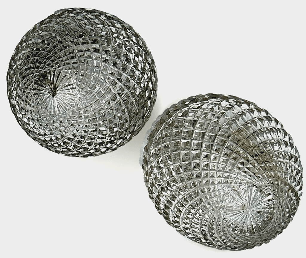 American Brilliant Cut Glass Acorn Lamp Shades Pair ABP 3.25" Rim Diamond Point - AntiquesEtceteraAmerican Brilliant Cut Glass Acorn Lamp Shades Pair ABP 3.25" Rim Diamond PointUnbrandedAntiquesEtcetera