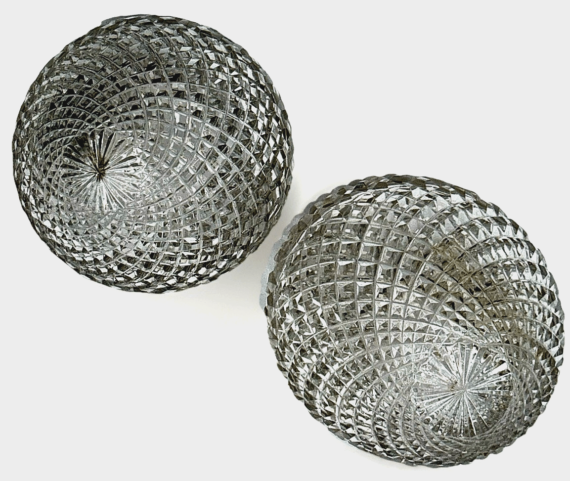 American Brilliant Cut Glass Acorn Lamp Shades Pair ABP 3.25" Rim Diamond Point - AntiquesEtceteraAmerican Brilliant Cut Glass Acorn Lamp Shades Pair ABP 3.25" Rim Diamond PointUnbrandedAntiquesEtcetera
