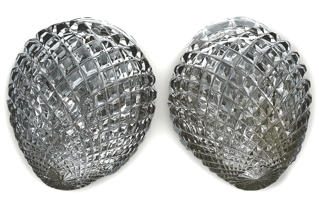 American Brilliant Cut Glass Acorn Lamp Shades Pair ABP 3.25" Rim Diamond Point - AntiquesEtceteraAmerican Brilliant Cut Glass Acorn Lamp Shades Pair ABP 3.25" Rim Diamond PointUnbrandedAntiquesEtcetera
