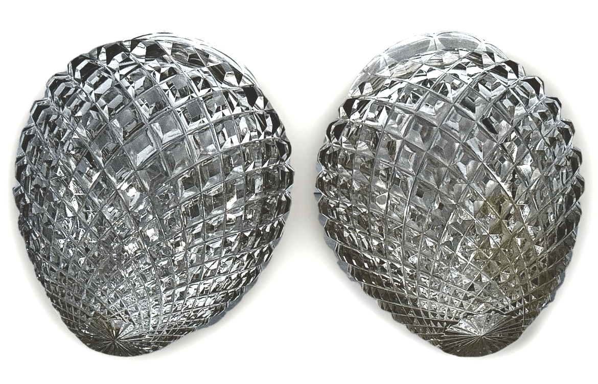 American Brilliant Cut Glass Acorn Lamp Shades Pair ABP 3.25" Rim Diamond Point - AntiquesEtceteraAmerican Brilliant Cut Glass Acorn Lamp Shades Pair ABP 3.25" Rim Diamond PointUnbrandedAntiquesEtcetera
