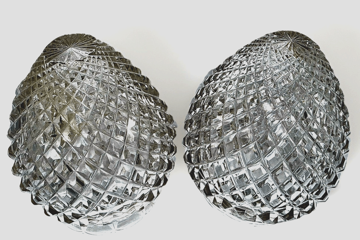 American Brilliant Cut Glass Acorn Lamp Shades Pair ABP 3.25" Rim Diamond Point - AntiquesEtceteraAmerican Brilliant Cut Glass Acorn Lamp Shades Pair ABP 3.25" Rim Diamond PointUnbrandedAntiquesEtcetera