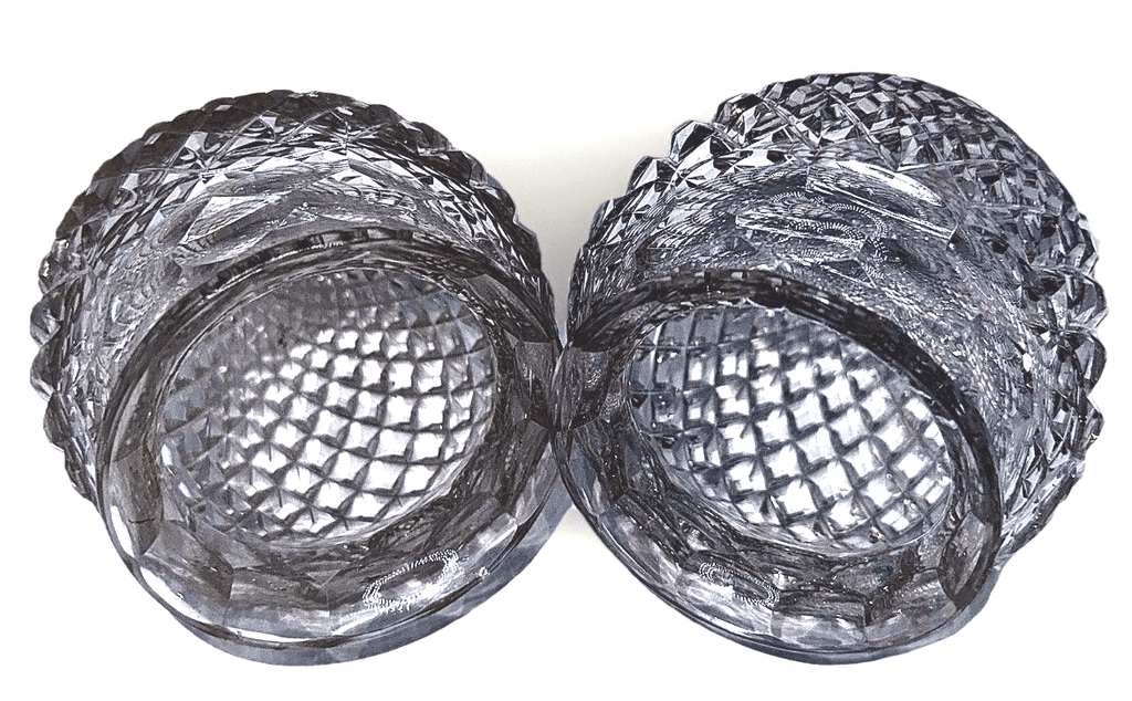 American Brilliant Cut Glass Acorn Lamp Shades Pair ABP 3.25" Rim Diamond Point - AntiquesEtceteraAmerican Brilliant Cut Glass Acorn Lamp Shades Pair ABP 3.25" Rim Diamond PointUnbrandedAntiquesEtcetera