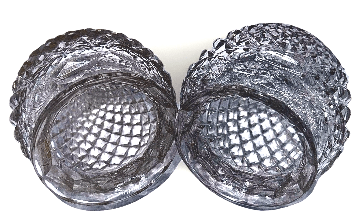 American Brilliant Cut Glass Acorn Lamp Shades Pair ABP 3.25" Rim Diamond Point - AntiquesEtceteraAmerican Brilliant Cut Glass Acorn Lamp Shades Pair ABP 3.25" Rim Diamond PointUnbrandedAntiquesEtcetera