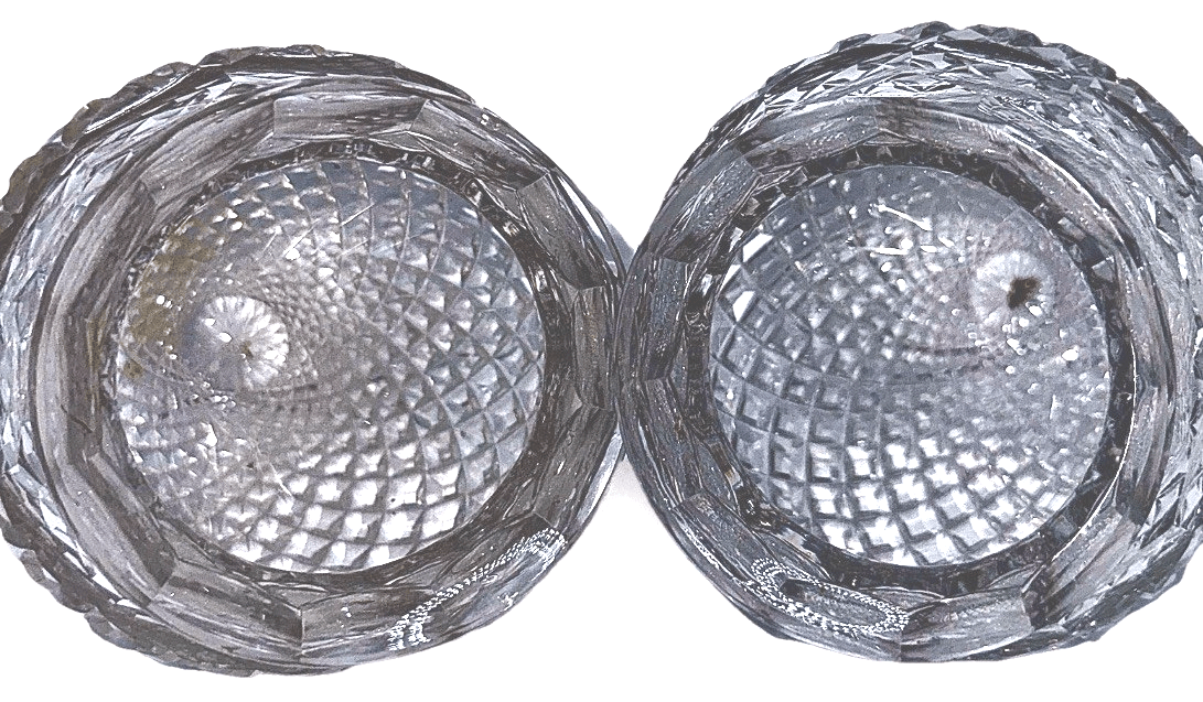 American Brilliant Cut Glass Acorn Lamp Shades Pair ABP 3.25" Rim Diamond Point - AntiquesEtceteraAmerican Brilliant Cut Glass Acorn Lamp Shades Pair ABP 3.25" Rim Diamond PointUnbrandedAntiquesEtcetera