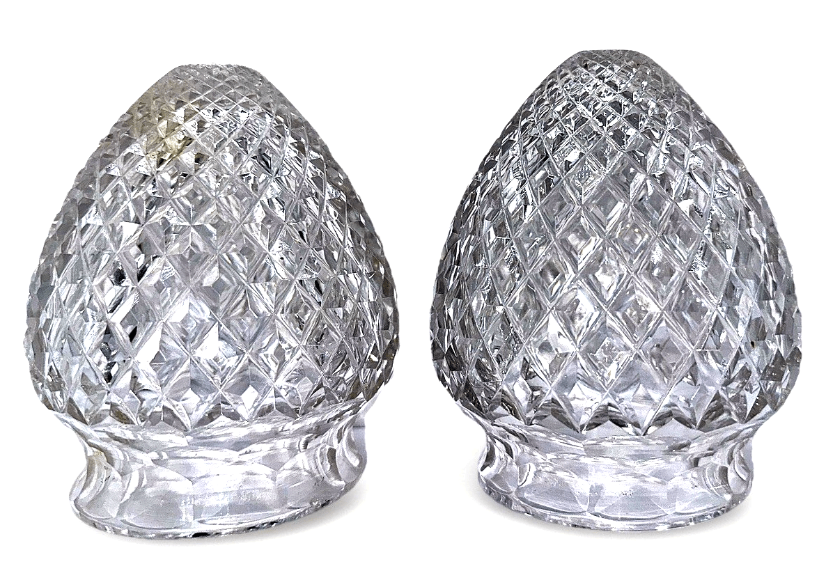 American Brilliant Cut Glass Acorn Lamp Shades Pair ABP 3.25" Rim Diamond Point - AntiquesEtceteraAmerican Brilliant Cut Glass Acorn Lamp Shades Pair ABP 3.25" Rim Diamond PointUnbrandedAntiquesEtcetera