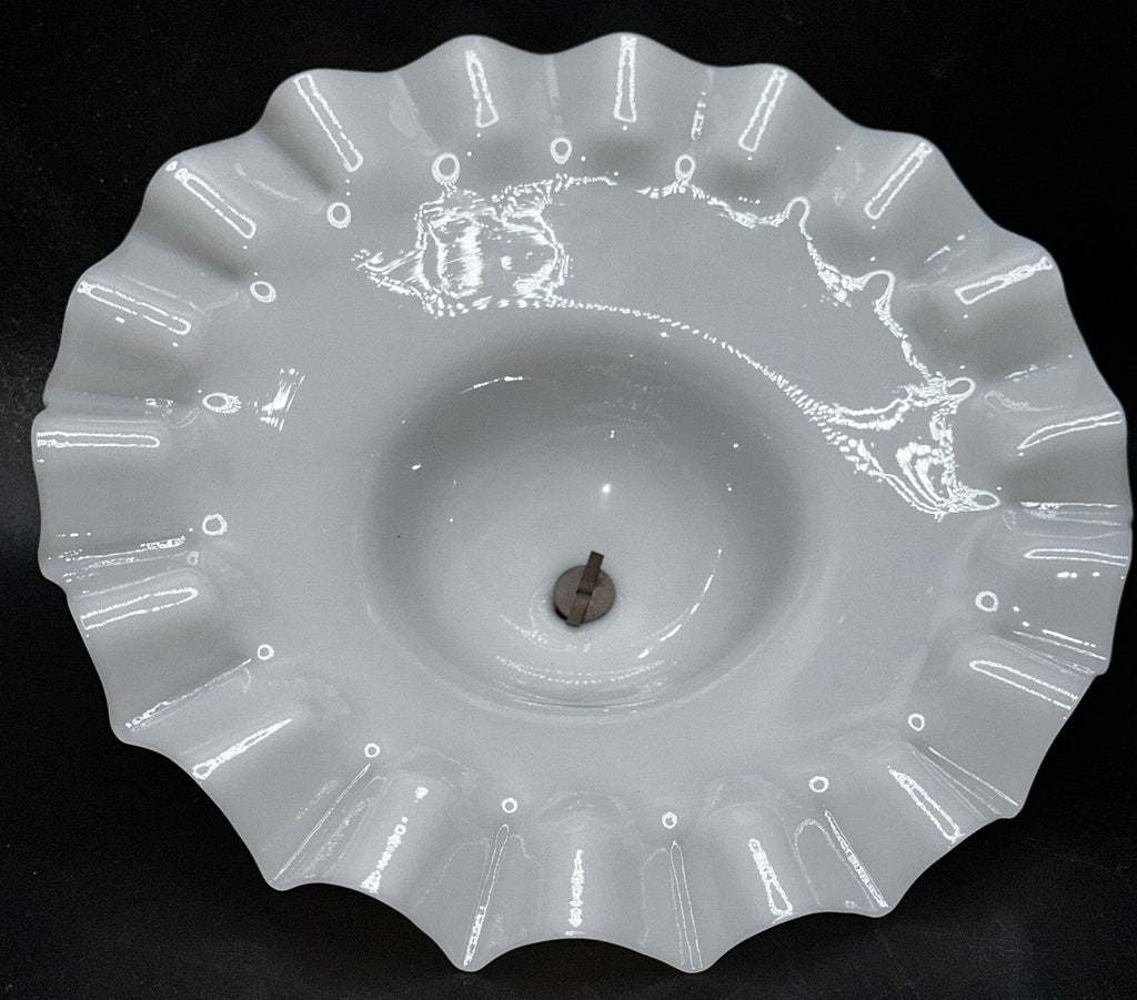 Antique 8" Opal Glass Smoke Bell Shade for Hanging Kerosene Oil Lamp Ruffled Rim - AntiquesEtceteraAntique 8" Opal Glass Smoke Bell Shade for Hanging Kerosene Oil Lamp Ruffled RimAntiqueAntiquesEtcetera