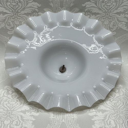 Antique 8" Opal Glass Smoke Bell Shade for Hanging Kerosene Oil Lamp Ruffled Rim - AntiquesEtceteraAntique 8" Opal Glass Smoke Bell Shade for Hanging Kerosene Oil Lamp Ruffled RimAntiqueAntiquesEtcetera