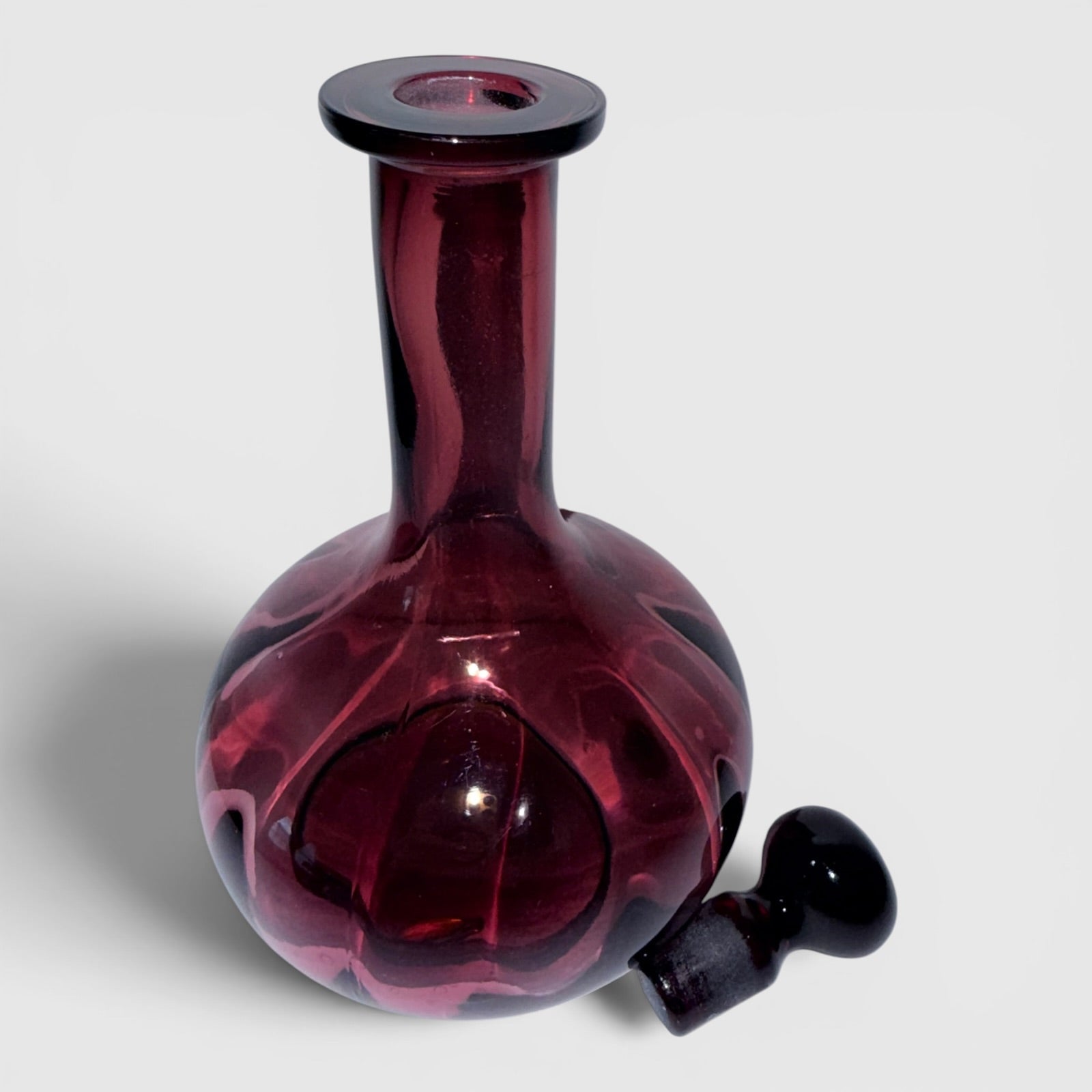 Antique Amethyst Glass Cruet - Pretty Reverse Panel Optic with StopperAntiquesEtcetera