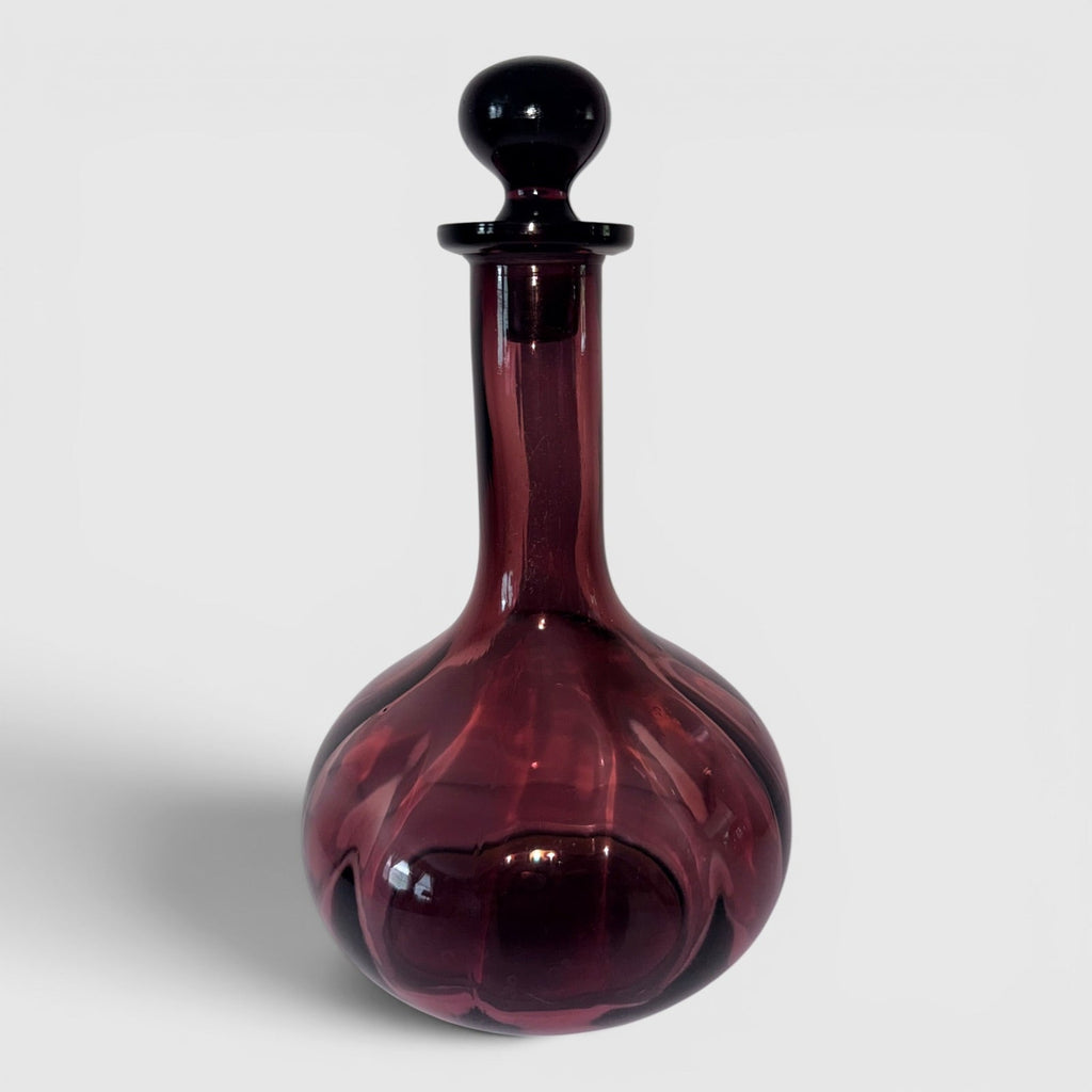 Antique Amethyst Glass Cruet - Pretty Reverse Panel Optic with StopperAntiquesEtcetera