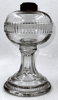 Antique ATTERBURY FILLEY Kerosene Oil Glass Stand Lamp with Ribbed Font and Base - AntiquesEtceteraAntique ATTERBURY FILLEY Kerosene Oil Glass Stand Lamp with Ribbed Font and BaseAntiqueAntiquesEtcetera