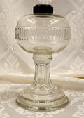 Antique ATTERBURY FILLEY Kerosene Oil Glass Stand Lamp with Ribbed Font and BaseAntiquesEtcetera