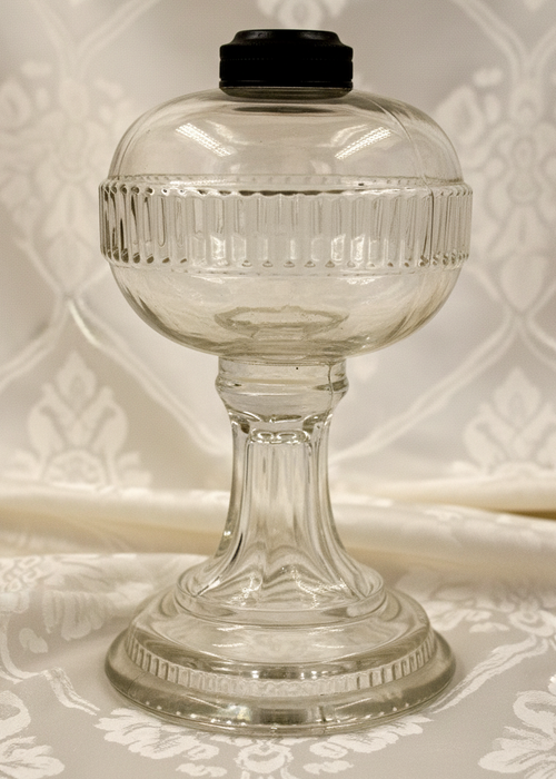 Antique ATTERBURY FILLEY Kerosene Oil Glass Stand Lamp with Ribbed Font and Base - AntiquesEtceteraAntique ATTERBURY FILLEY Kerosene Oil Glass Stand Lamp with Ribbed Font and BaseAntiqueAntiquesEtcetera