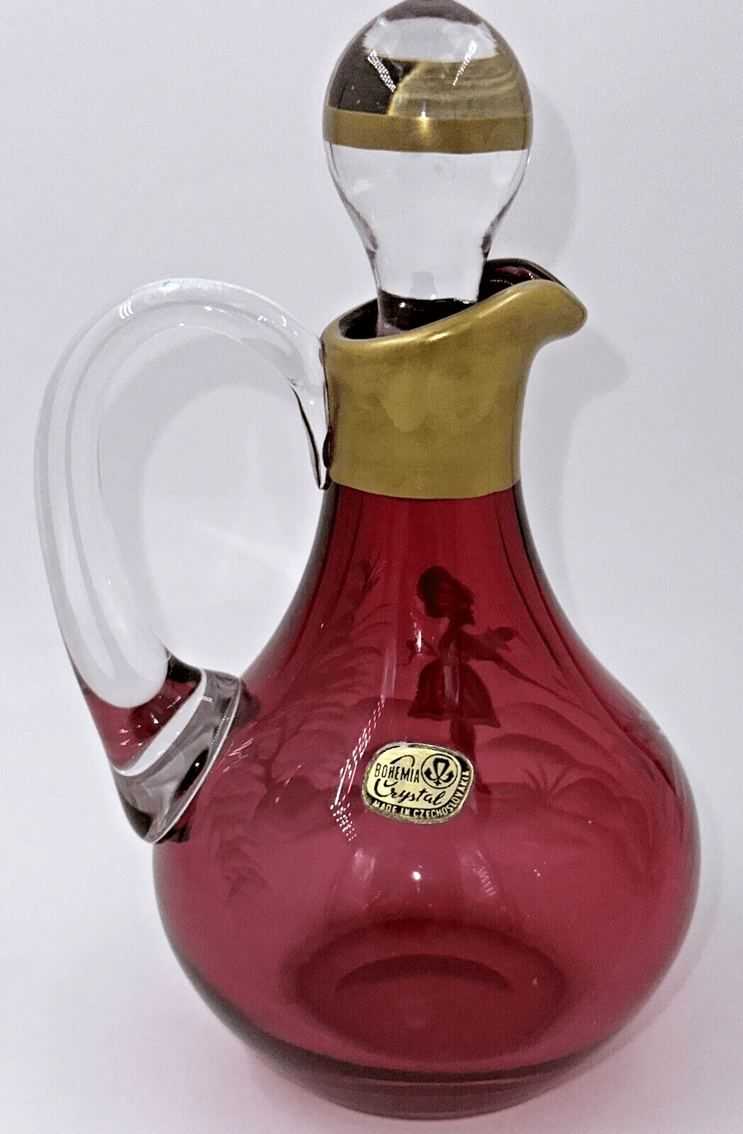 Antique Bohemian Rose Pink Crystal Glass Mary Gregory Czechoslovakia Enamel Girl - AntiquesEtceteraAntique Bohemian Rose Pink Crystal Glass Mary Gregory Czechoslovakia Enamel GirlAntiqueAntiquesEtcetera