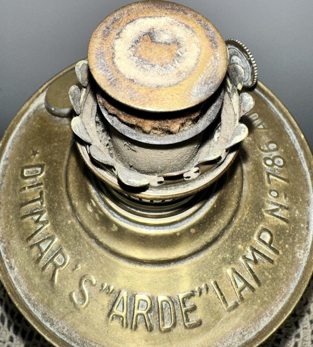 Antique Brass Ditmar's "ARDE" Lamp No. 786 Kerosene Oil w/ Burner, Wick Austrian - AntiquesEtceteraAntique Brass Ditmar's "ARDE" Lamp No. 786 Kerosene Oil w/ Burner, Wick AustrianDitmarAntiquesEtcetera