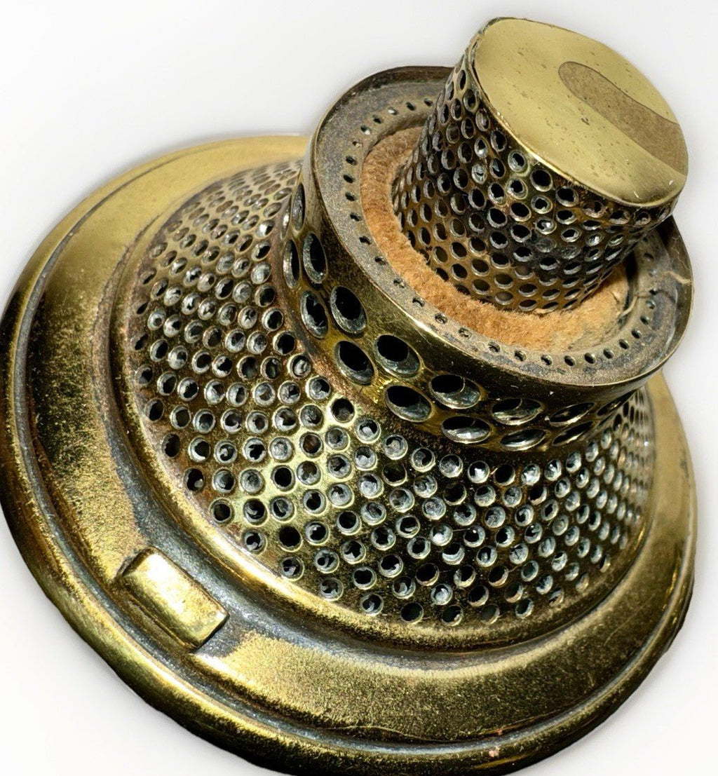 Antique Brass Kerosene Oil Table Lamp w/ Burner & Reticulated Base - Re - Plated - AntiquesEtceteraAntique Brass Kerosene Oil Table Lamp w/ Burner & Reticulated Base - Re - PlatedAntique LightingAntiquesEtceteraAntiquesEtcetera
