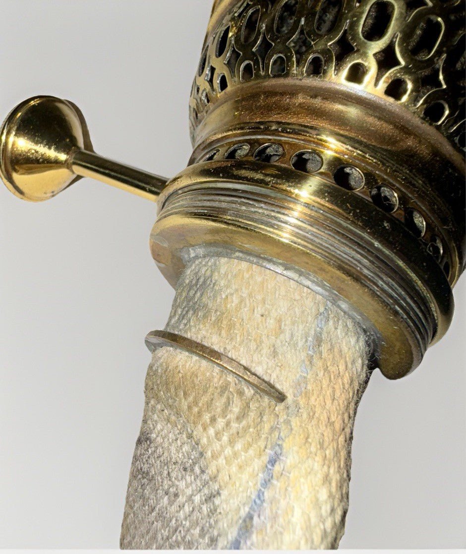 Antique Brass Kerosene Oil Table Lamp w/ Burner & Reticulated Base - Re - Plated - AntiquesEtceteraAntique Brass Kerosene Oil Table Lamp w/ Burner & Reticulated Base - Re - PlatedAntique LightingAntiquesEtceteraAntiquesEtcetera