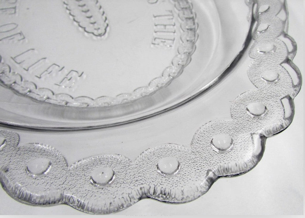 Antique Bread is the Staff of Life Serving Plate Platter EAPG Glass "Jewel Band"AntiquesEtcetera