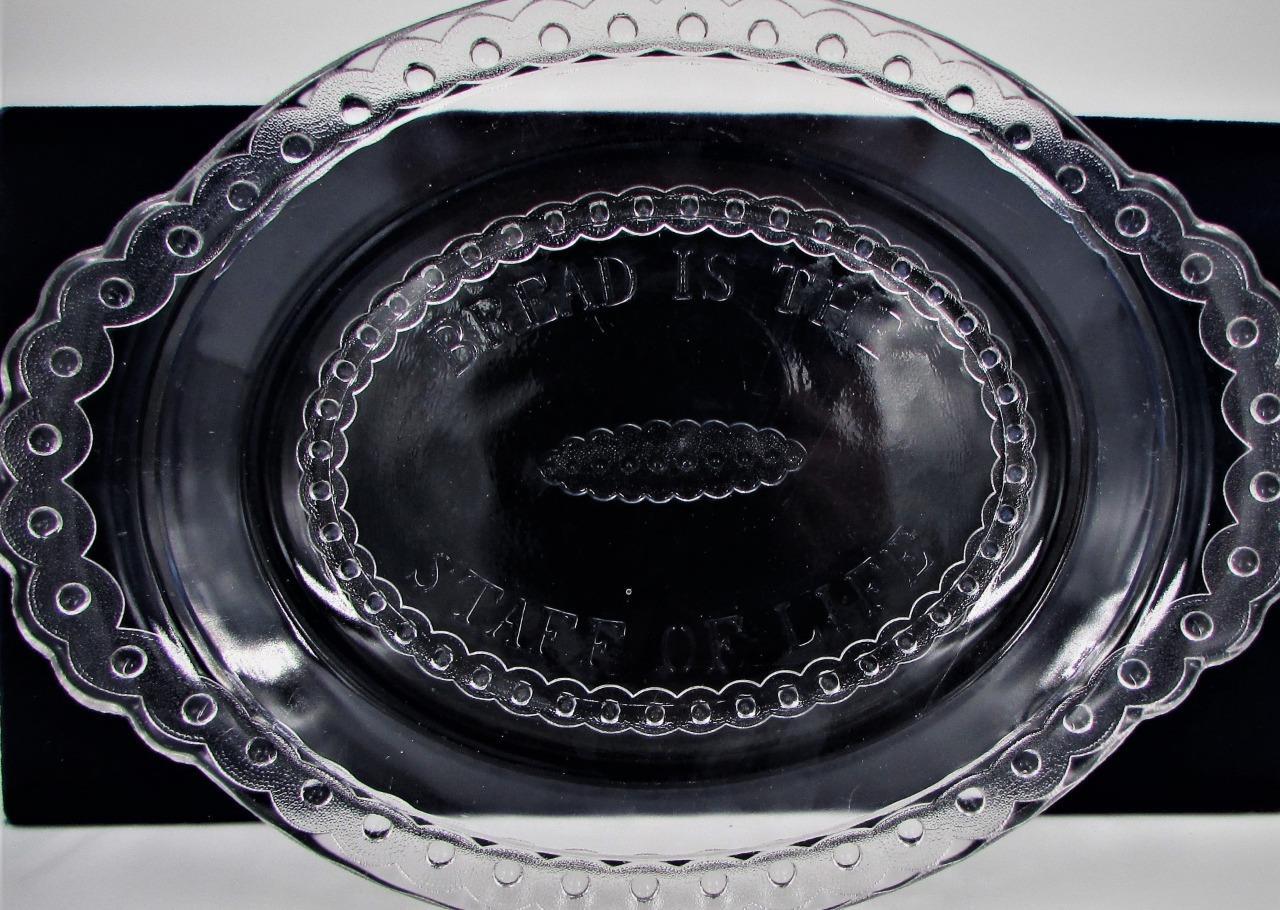 Antique Bread is the Staff of Life Serving Plate Platter EAPG Glass "Jewel Band" - AntiquesEtceteraAntique Bread is the Staff of Life Serving Plate Platter EAPG Glass "Jewel Band"UnmarkedAntiquesEtcetera