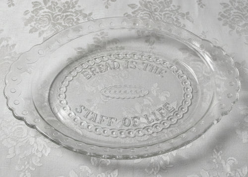 Antique Bread is the Staff of Life Serving Plate Platter EAPG Glass "Jewel Band" - AntiquesEtceteraAntique Bread is the Staff of Life Serving Plate Platter EAPG Glass "Jewel Band"UnmarkedAntiquesEtcetera