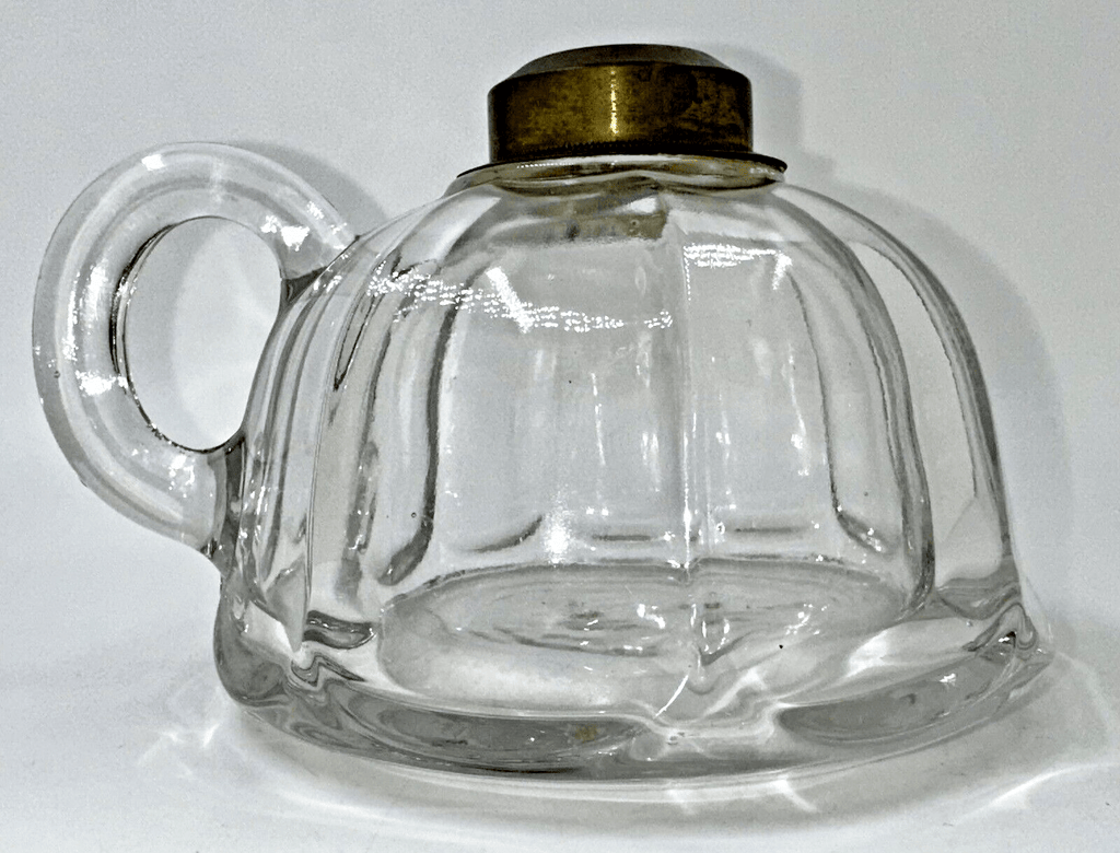 Antique BROAD INVERTED FLUTE Glass Oil Kerosene Flat Hand Lamp THURO 1 - 280d - AntiquesEtceteraAntique BROAD INVERTED FLUTE Glass Oil Kerosene Flat Hand Lamp THURO 1 - 280dAntiqueAntiquesEtcetera