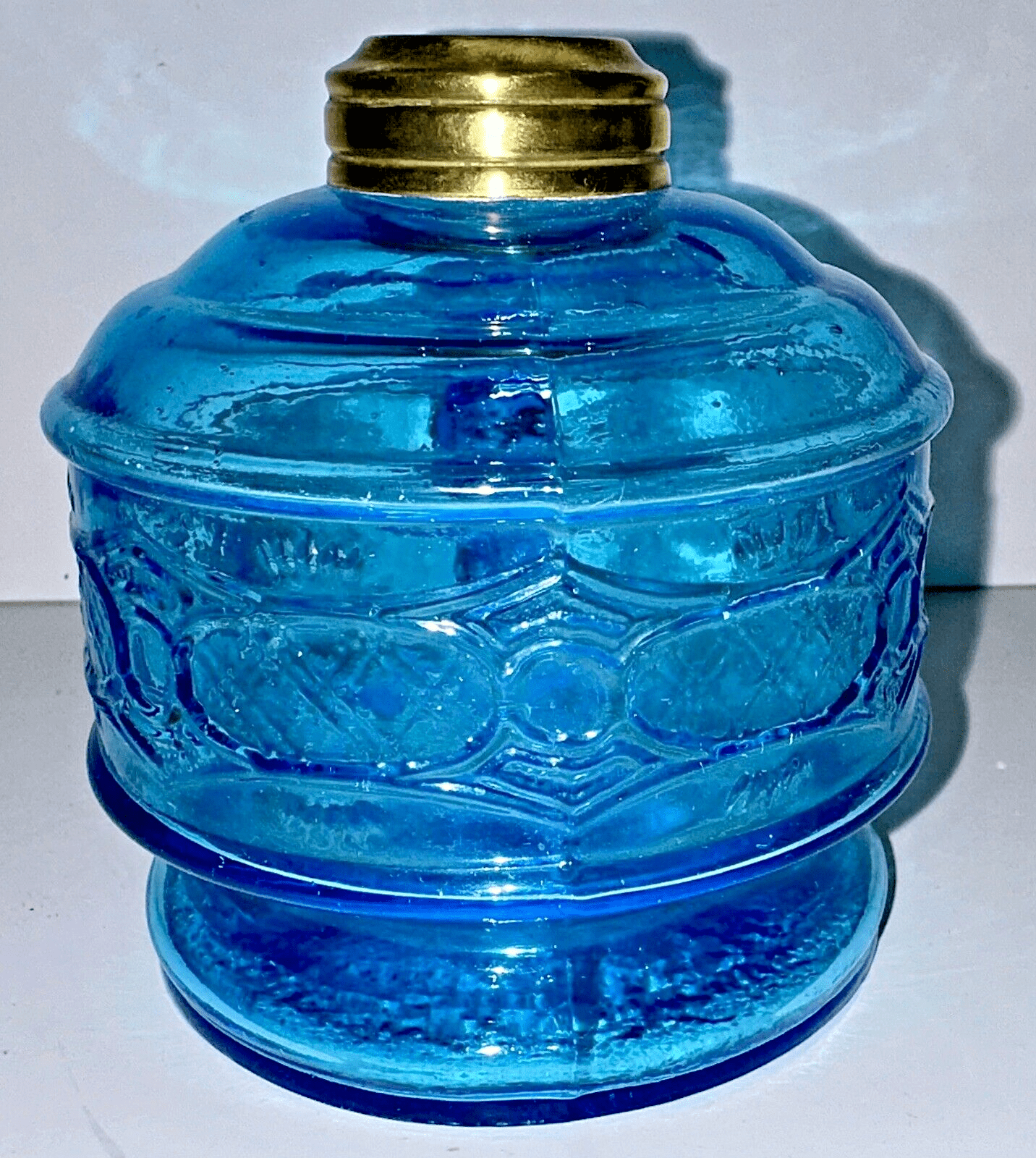 Antique CHAIN WITH STAR Kerosene Oil Flat Hand Lamp Blue Glass 1870 Thuro 1 198c - AntiquesEtceteraAntique CHAIN WITH STAR Kerosene Oil Flat Hand Lamp Blue Glass 1870 Thuro 1 198cBryce Bros.AntiquesEtcetera