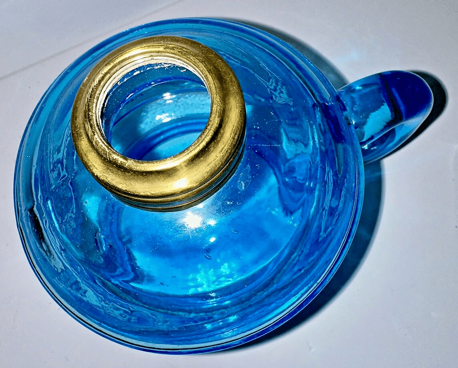 Antique CHAIN WITH STAR Kerosene Oil Flat Hand Lamp Blue Glass 1870 Thuro 1 198c - AntiquesEtceteraAntique CHAIN WITH STAR Kerosene Oil Flat Hand Lamp Blue Glass 1870 Thuro 1 198cBryce Bros.AntiquesEtcetera