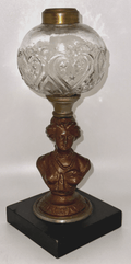 Antique Composite Oil Kerosene Lamp HEART & STARS Font w/ Gallinger Lady Stem - AntiquesEtceteraAntique Composite Oil Kerosene Lamp HEART & STARS Font w/ Gallinger Lady StemAntiqueAntiquesEtcetera