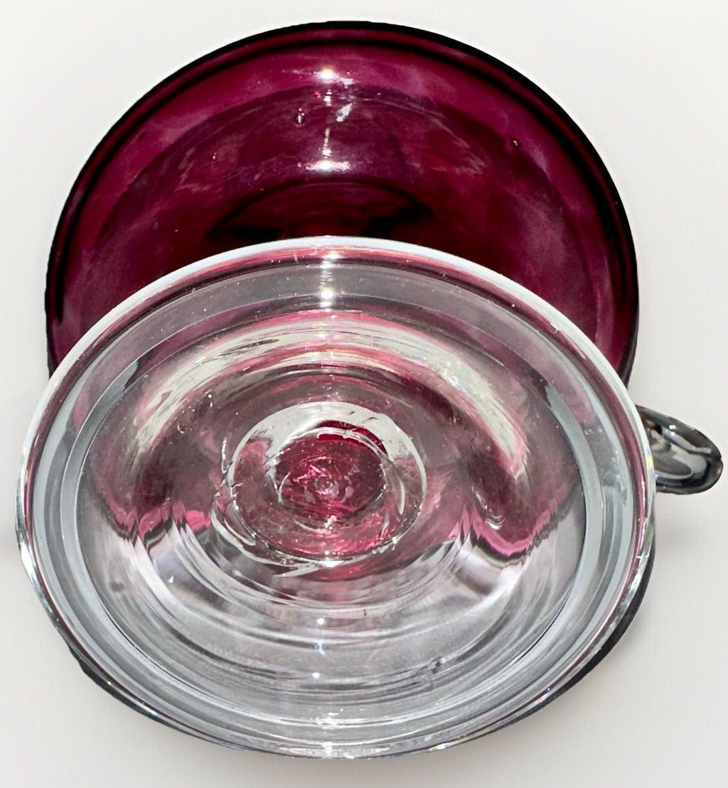 Antique Cranberry Swirl & Flecked Glass Ewer Vase, Applied Rigoree Handle & Base - AntiquesEtceteraAntique Cranberry Swirl & Flecked Glass Ewer Vase, Applied Rigoree Handle & BaseAntiquesEtceteraAntiquesEtcetera