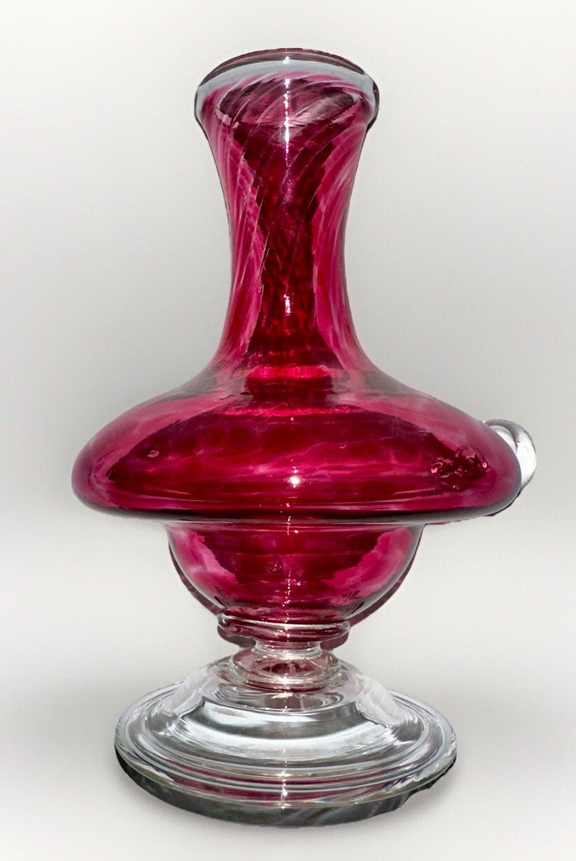 Antique Cranberry Swirl & Flecked Glass Ewer Vase, Applied Rigoree Handle & Base - AntiquesEtceteraAntique Cranberry Swirl & Flecked Glass Ewer Vase, Applied Rigoree Handle & BaseAntiquesEtceteraAntiquesEtcetera