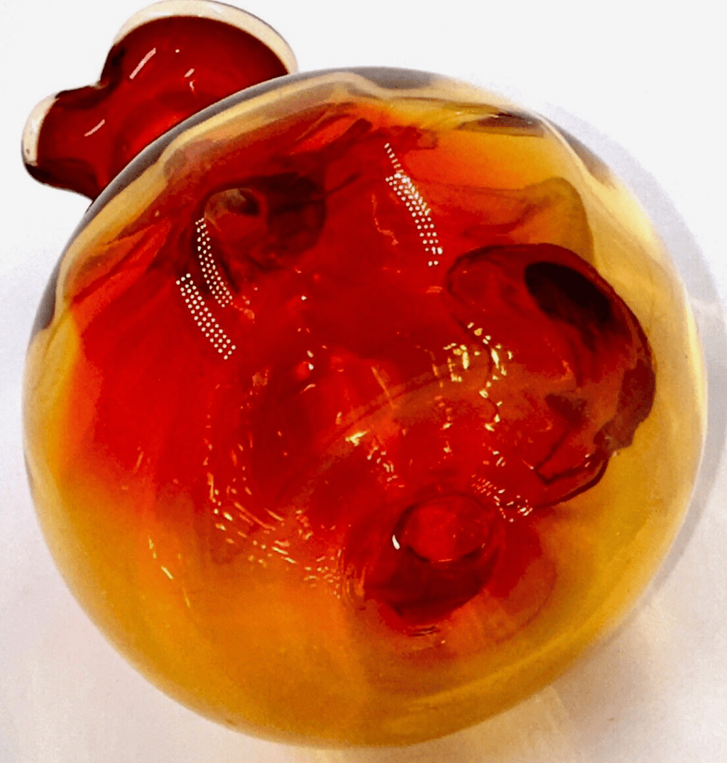 Antique Cruet Amberina Glass Panel Optic w/ Heart - Shaped Spout, Tiered Stopper - AntiquesEtceteraAntique Cruet Amberina Glass Panel Optic w/ Heart - Shaped Spout, Tiered StopperAntiquesEtceteraAntiquesEtcetera