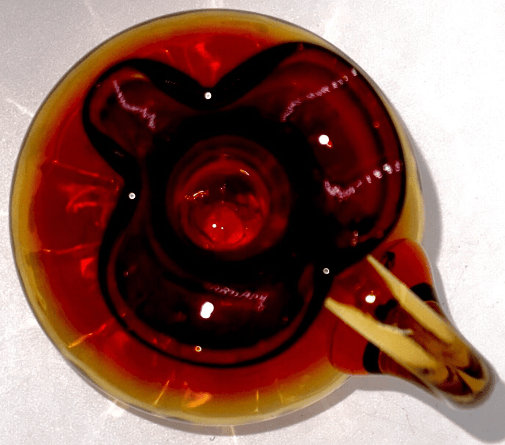 Antique Cruet Amberina Glass Panel Optic w/ Heart - Shaped Spout, Tiered Stopper - AntiquesEtceteraAntique Cruet Amberina Glass Panel Optic w/ Heart - Shaped Spout, Tiered StopperAntiquesEtceteraAntiquesEtcetera