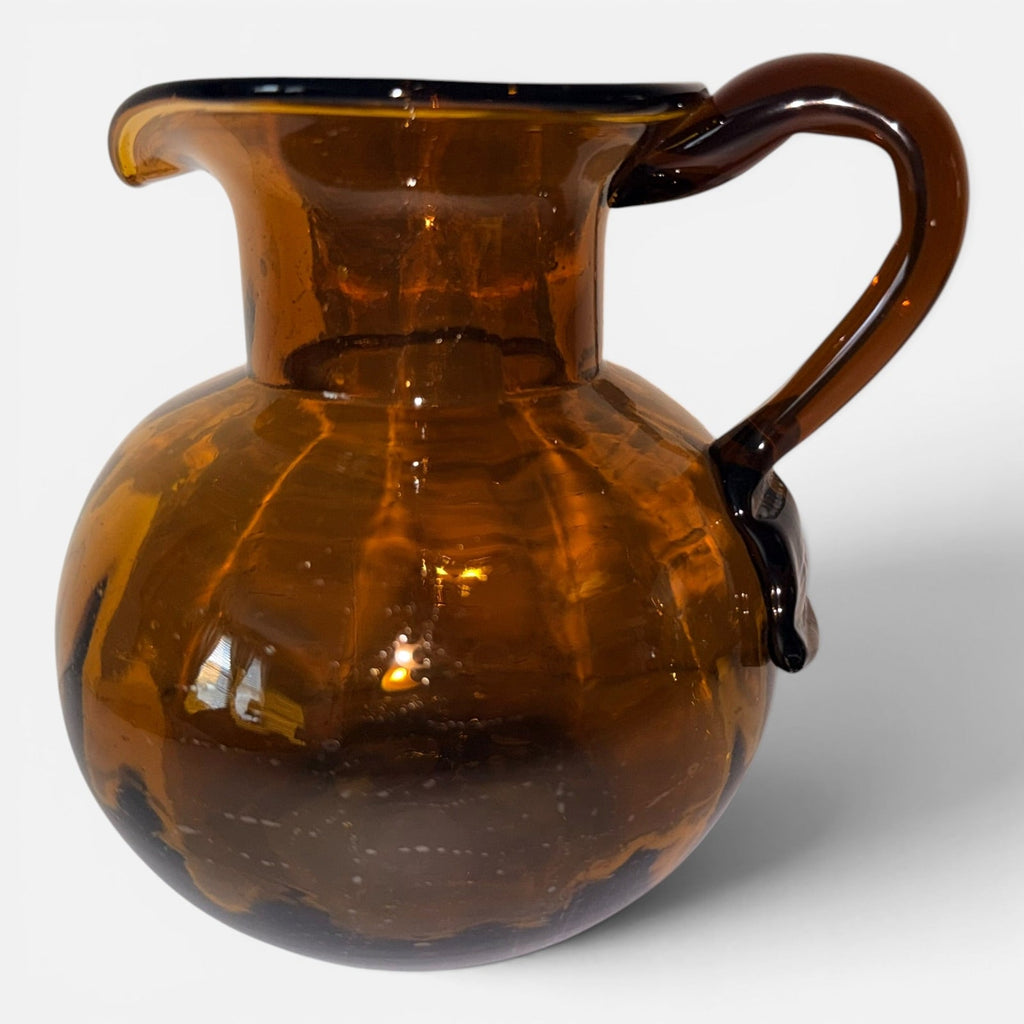 Antique Dark Amber Glass Pitcher / Jug with Applied Handle and Rough PontilAntiquesEtcetera