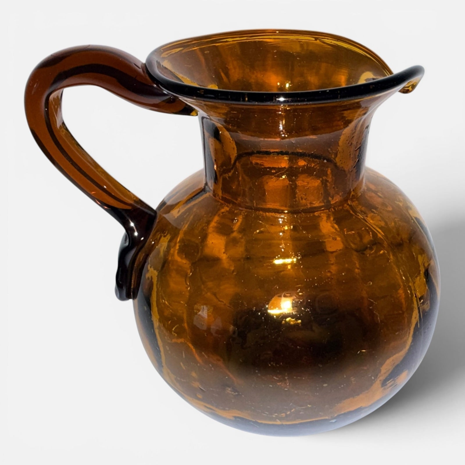 Antique Dark Amber Glass Pitcher / Jug with Applied Handle and Rough PontilAntiquesEtcetera