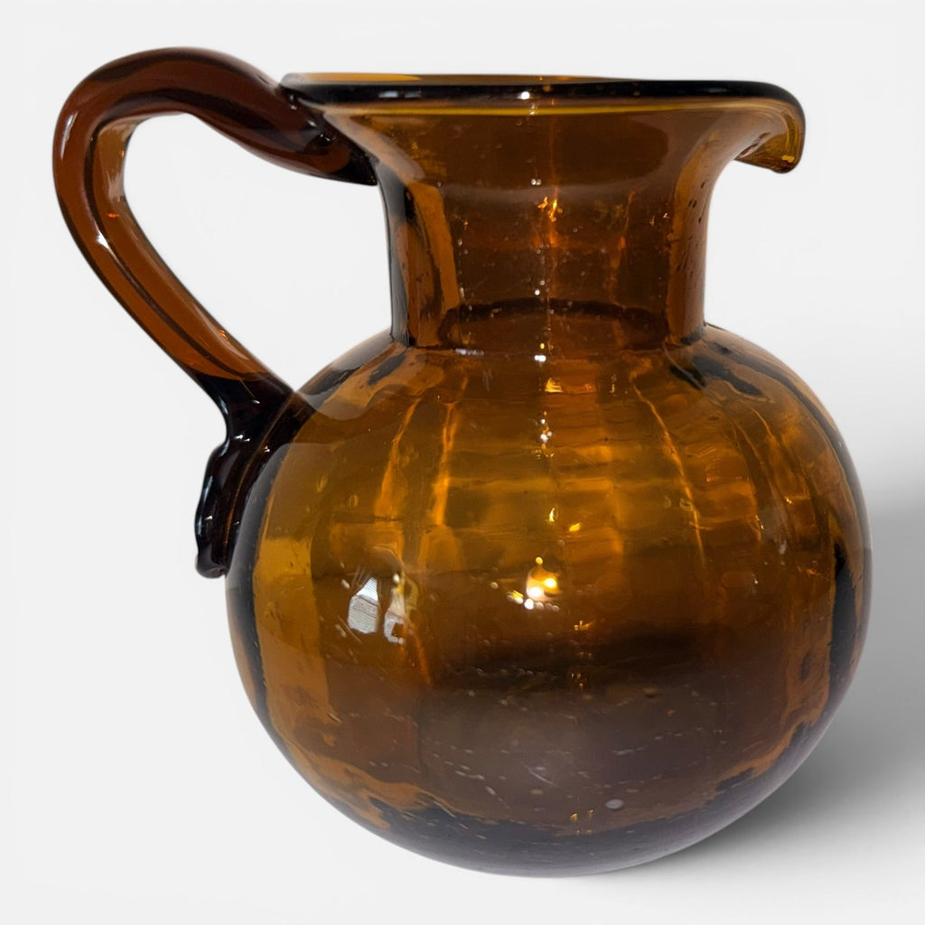 Antique Dark Amber Glass Pitcher / Jug with Applied Handle and Rough PontilAntiquesEtcetera