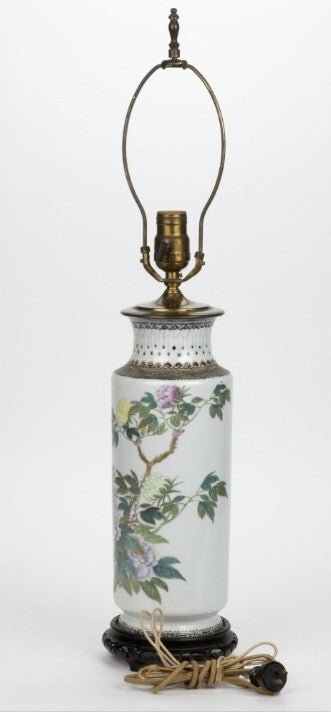 Antique Famille Rose Chinese Export Table Lamp Polychrome Peony Motif w/ Script - AntiquesEtceteraAntique Famille Rose Chinese Export Table Lamp Polychrome Peony Motif w/ ScriptAntiqueAntiquesEtcetera