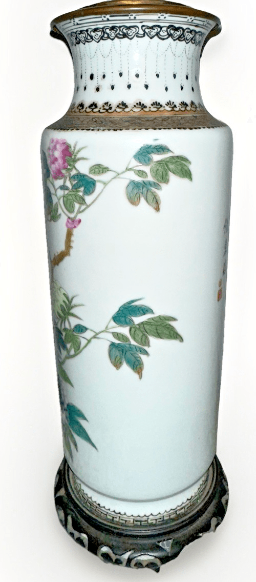 Antique Famille Rose Chinese Export Table Lamp Polychrome Peony Motif w/ Script - AntiquesEtceteraAntique Famille Rose Chinese Export Table Lamp Polychrome Peony Motif w/ ScriptAntiqueAntiquesEtcetera